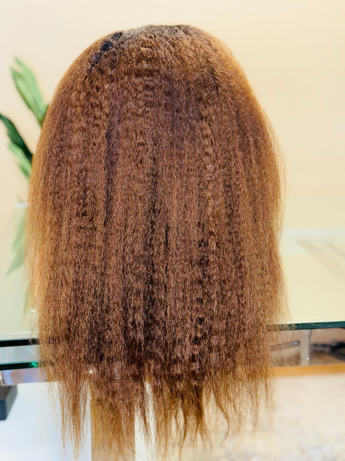 4C Edges | 26”Kinky Edges Black to Brown Ombre Kinky Straight Lace frontal Glueless Wig